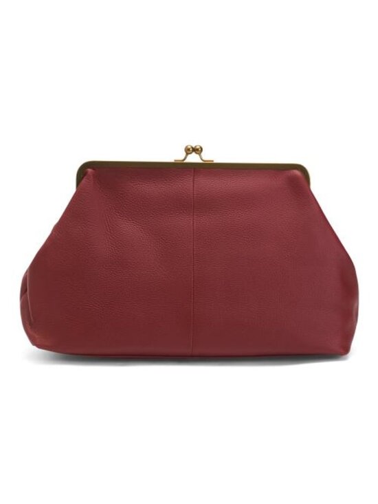 American Leather Co. Handbags - AMERICAN LEATHER CO. Leather Grace Oversized Kiss Lock Clutch
